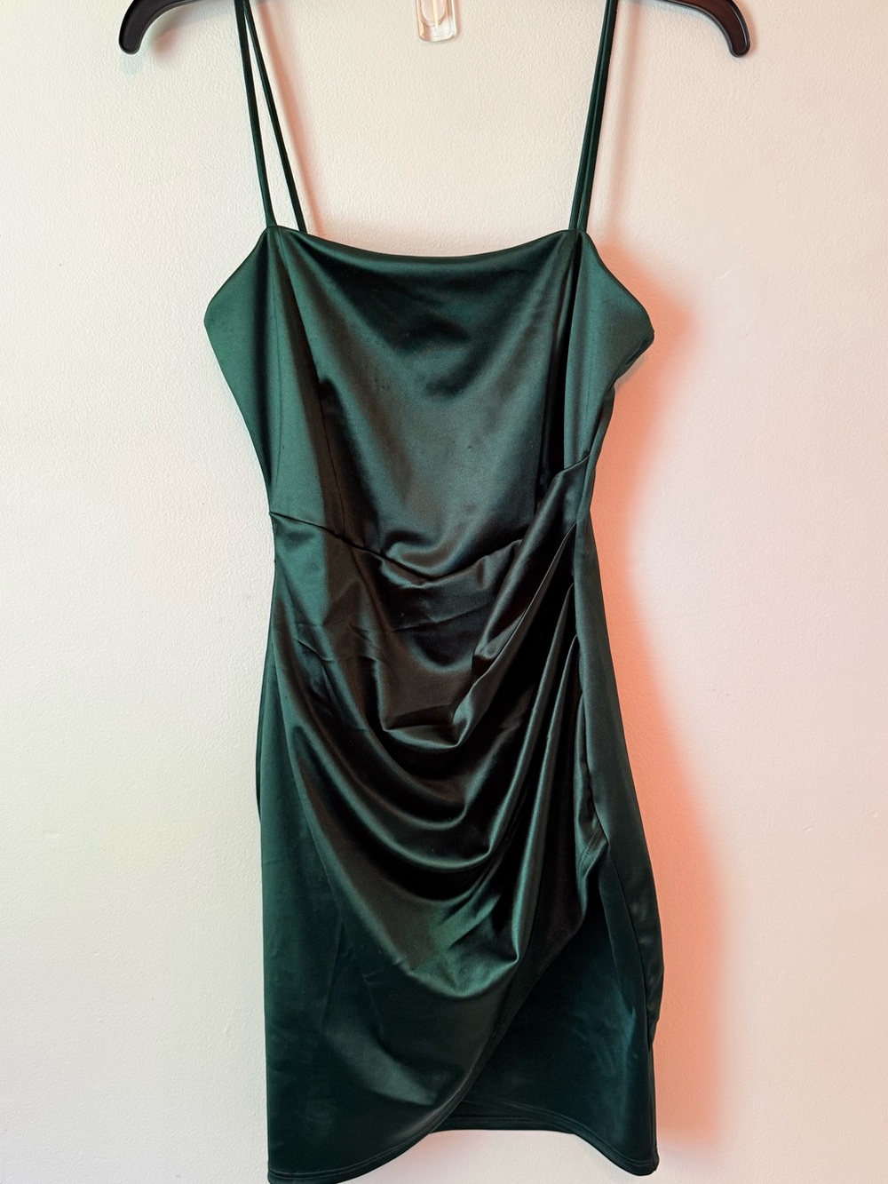 Windsor Emerald Satin Draped Mini Dress